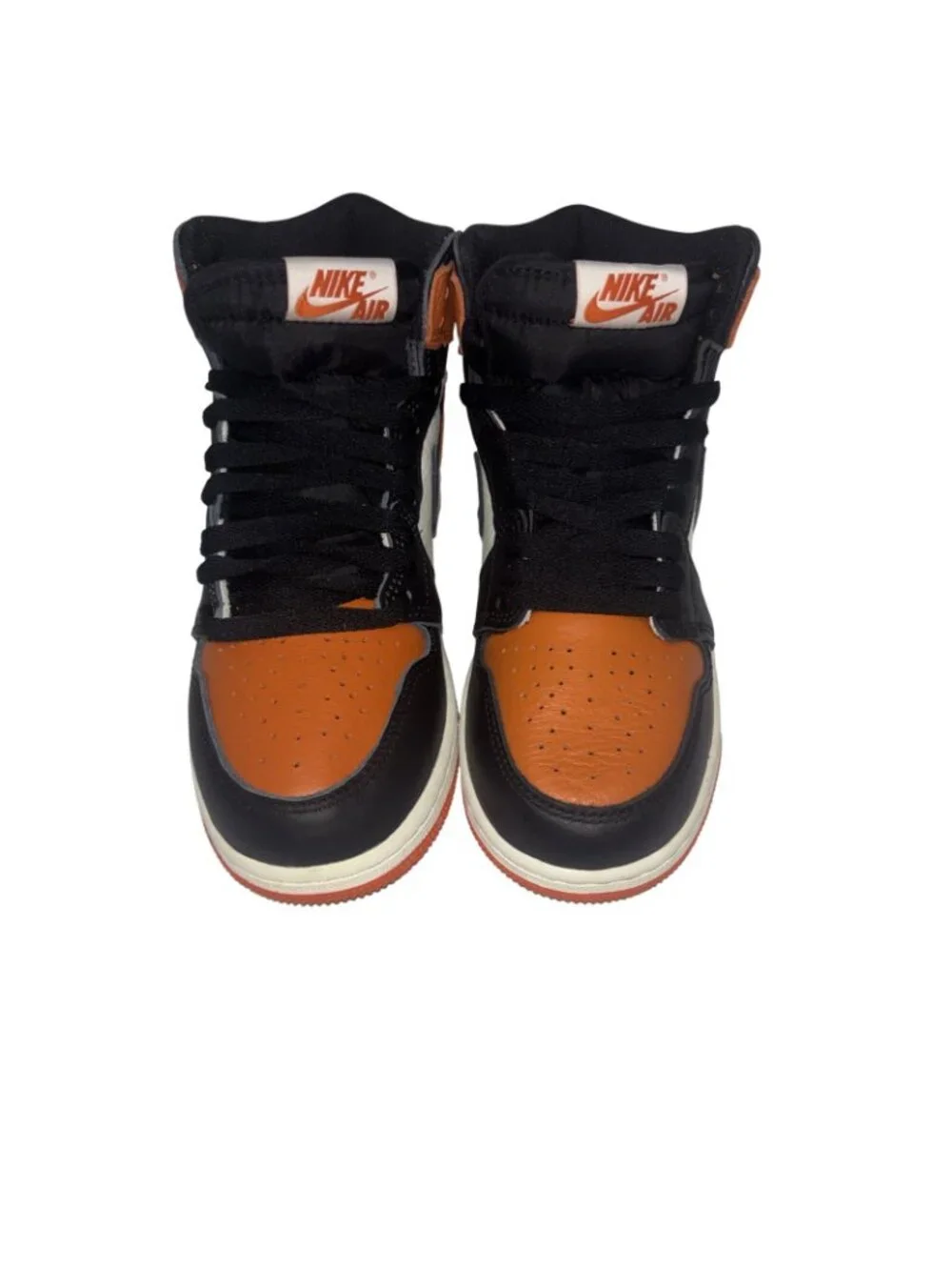 Nike Big Kids Air Jordan 1 Retro High OG Shoes Black/White/Orange  Size 4Y